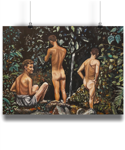 '3 Men Bathing In The Jungle' Art Print